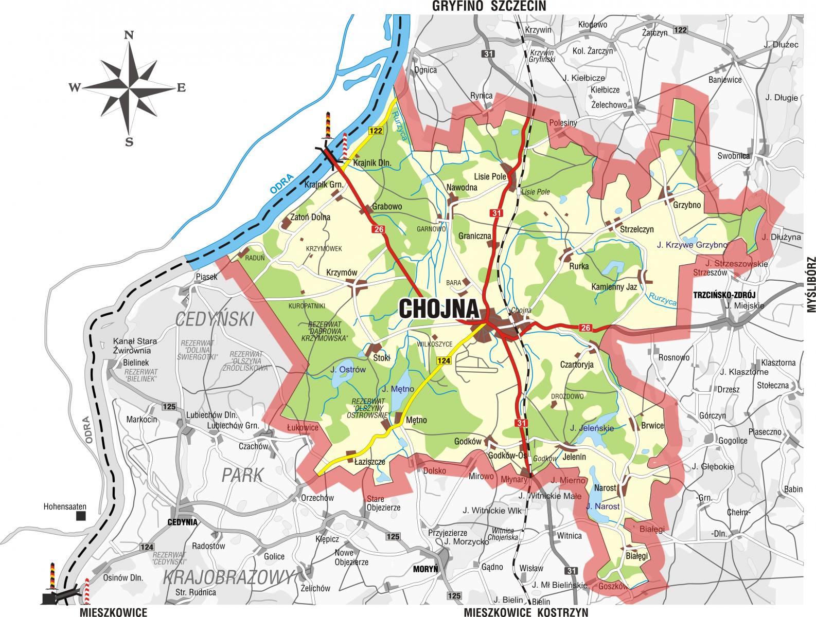 Mapka granic Gminy Chojna